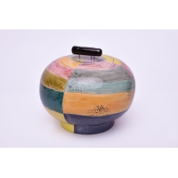 Multicolored ceramic urn - handcrafted by Heidi Hartmann