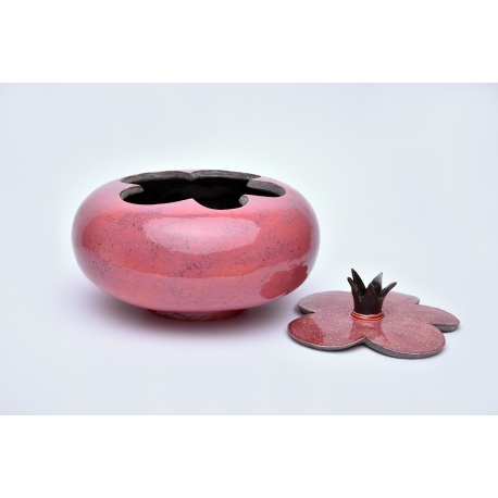 Pink Ceramic Urn with Crown