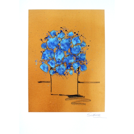 Schlote, Wilhelm - Bouquet- bleue - giclee - hand signed