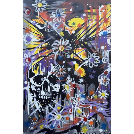 Cycle de vie - Colorful Skull Painting - (2023) by Nelson Neves