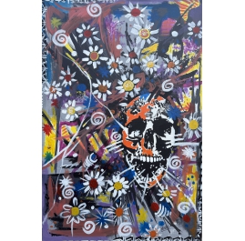 Cycle de vie - Colorful Skull Painting - (2023) by Nelson Neves