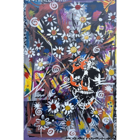 Cycle de vie - Colorful Skull Painting - (2023) by Nelson Neves